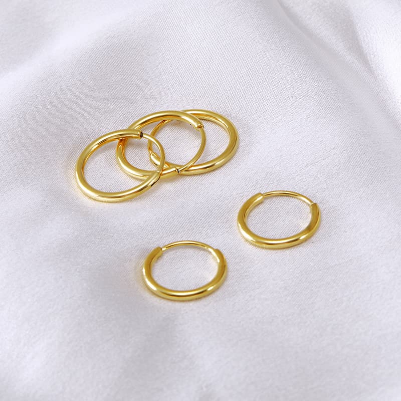 Minimalist 18k gold ring earrings, high-end ear piercing, stainless steel slimming large earrings, no need to remove ear bone rings for sleeping 3