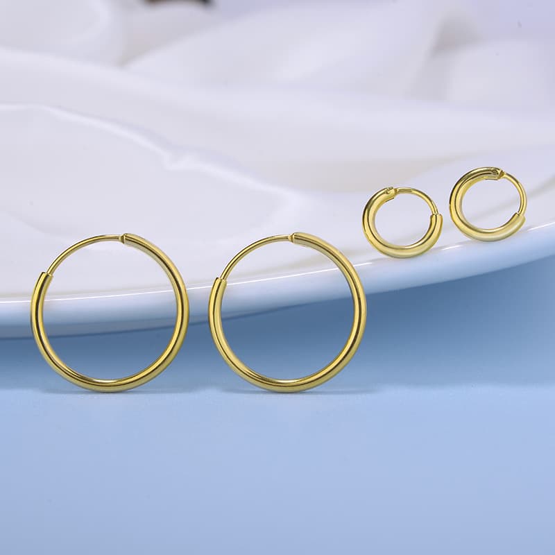 Minimalist 18k gold ring earrings, high-end ear piercing, stainless steel slimming large earrings, no need to remove ear bone rings for sleeping 1