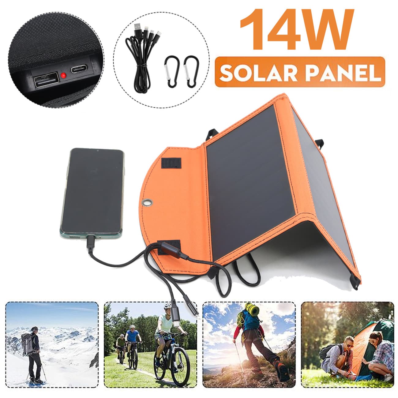 Portable Solar Panel USB Charger Power Emergency Board Waterproof Phone Power Bank for Camping 2