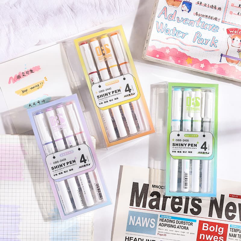 Galaxy Glitter Highlighter Pen Student Marking Handbook Key Color Classroom Marker Wholesale Flash Multi-Color Selection 2