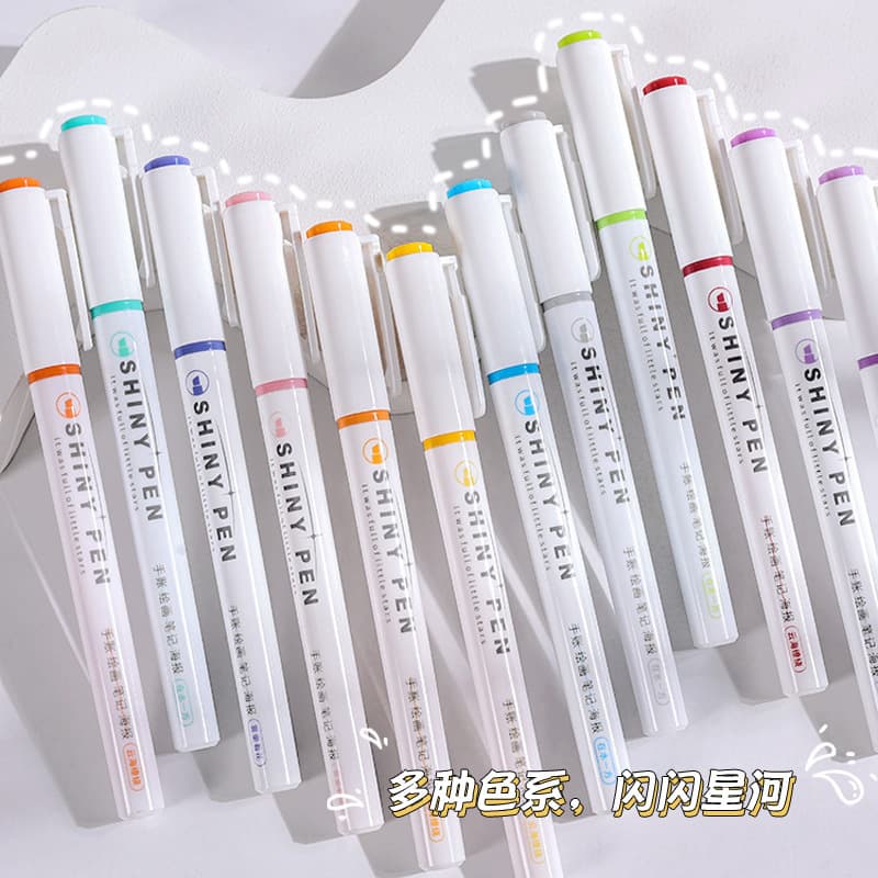 Galaxy Glitter Highlighter Pen Student Marking Handbook Key Color Classroom Marker Wholesale Flash Multi-Color Selection 3