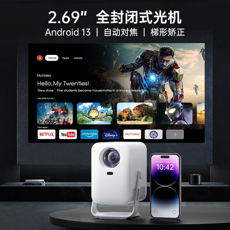 Cross-border dedicated fully enclosed optical machine projector home wall projection smart high-definition portable mini home theater 1