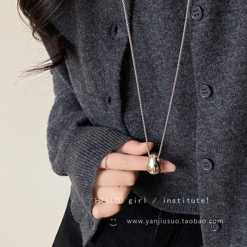 Minimalist style water drop pendant necklace for women in autumn and winter, versatile simple and fashionable casual long sweater sweater chain 4