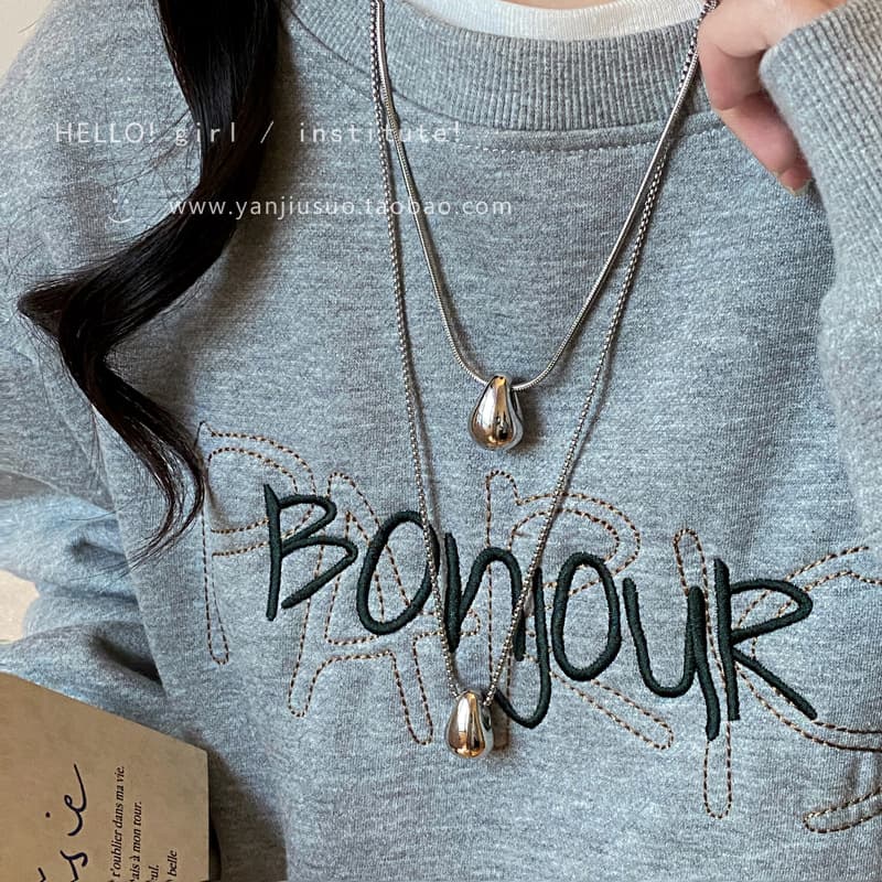 Minimalist style water drop pendant necklace for women in autumn and winter, versatile simple and fashionable casual long sweater sweater chain 5
