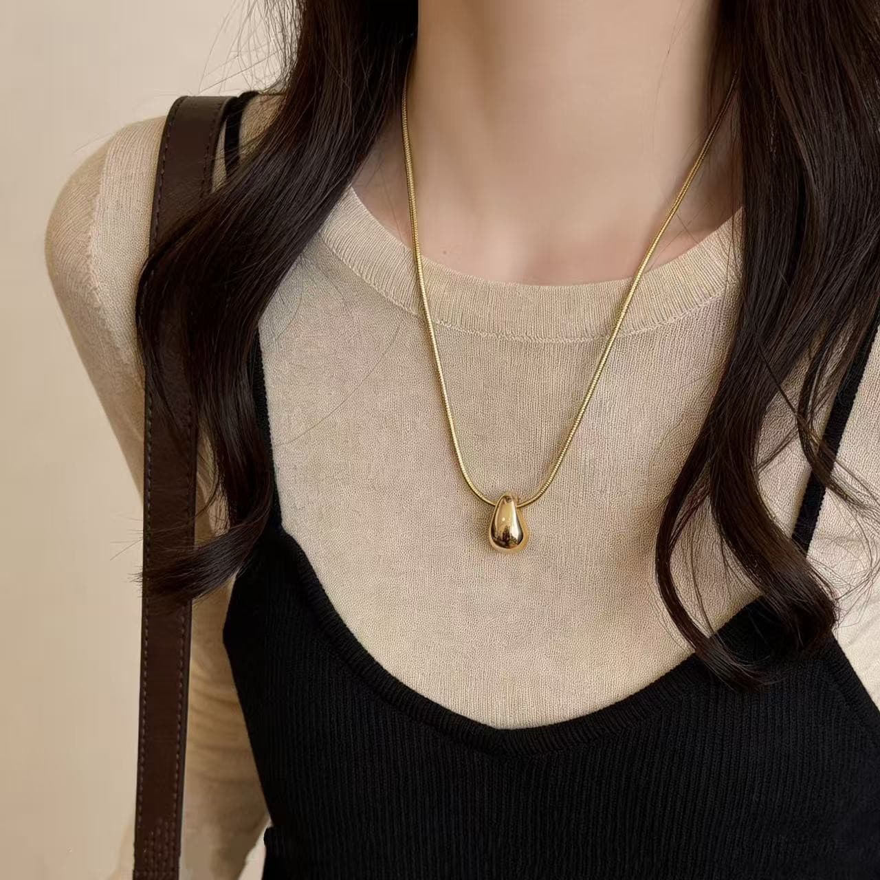 Minimalist style water drop pendant necklace for women in autumn and winter, versatile simple and fashionable casual long sweater sweater chain 9