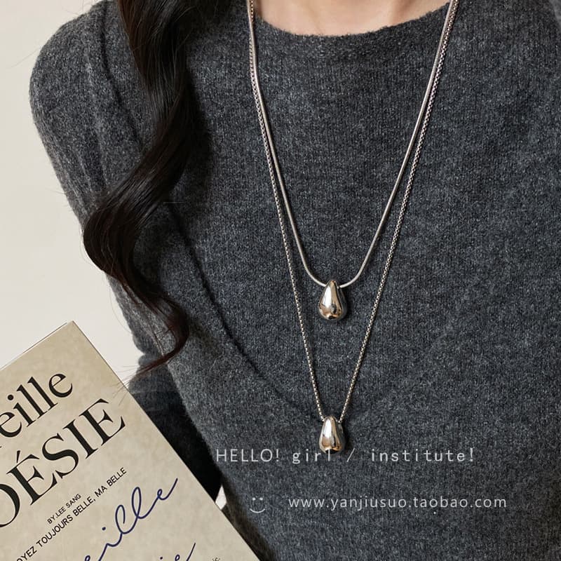 Minimalist style water drop pendant necklace for women in autumn and winter, versatile simple and fashionable casual long sweater sweater chain 1