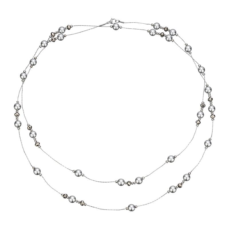 Long gray baby's breath pearl necklace for women, niche light luxury, high-end fashion, versatile stackable autumn and winter sweater chain 6