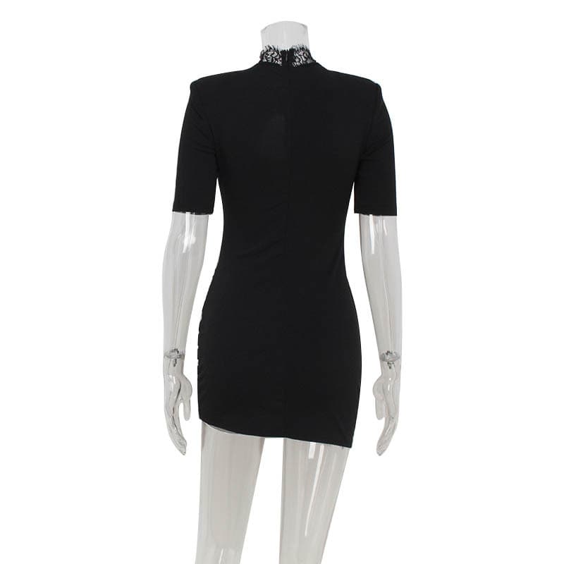 2025 cross-border new fashion fashion slim temperament lace stitching hollow slimming sexy party hip-covering dress for women 5