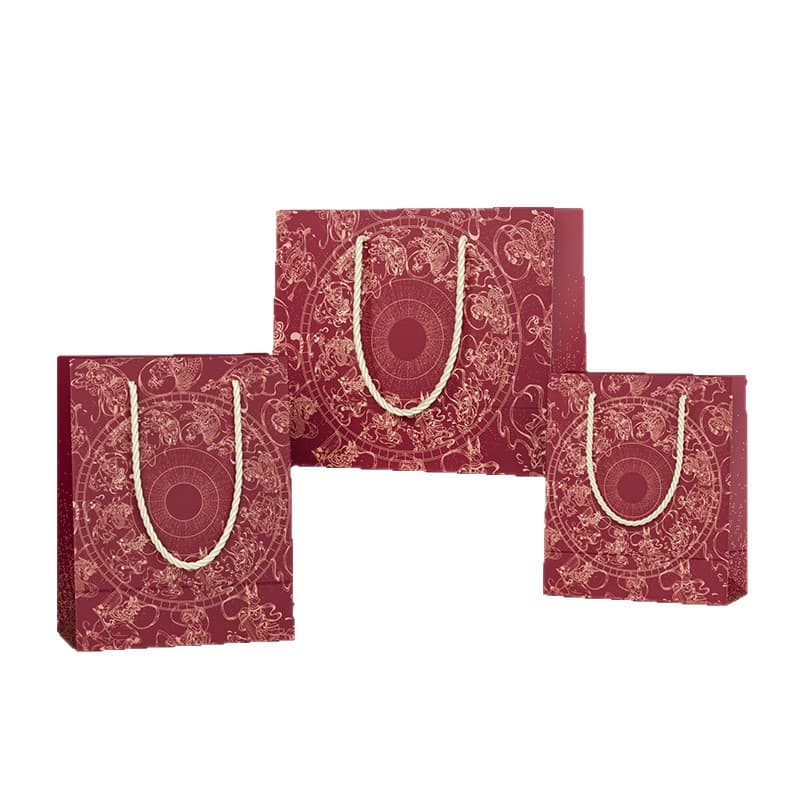 Customizable high-end gift bags, holiday red handheld paper bags, jewelry packaging, clothing store shopping bags with printed logos 6