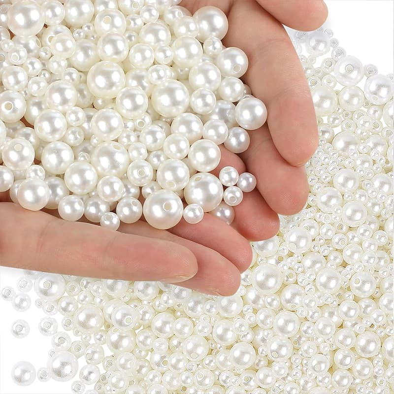 High gloss ABS imitation pearl 3-25mm non-hole straight hole perforated off-white loose beads handmade diy pure white beads wholesale 4