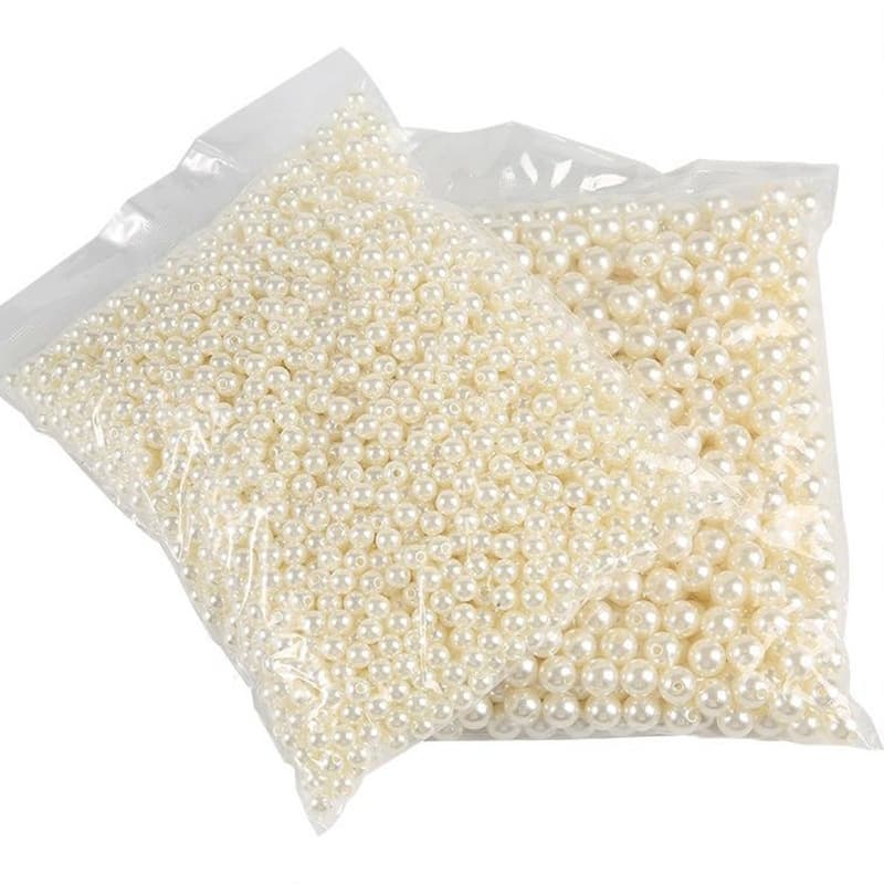 High gloss ABS imitation pearl 3-25mm non-hole straight hole perforated off-white loose beads handmade diy pure white beads wholesale 6