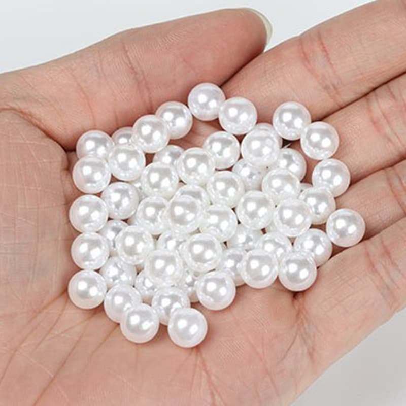High gloss ABS imitation pearl 3-25mm non-hole straight hole perforated off-white loose beads handmade diy pure white beads wholesale 7