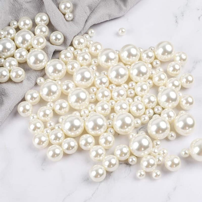 High gloss ABS imitation pearl 3-25mm non-hole straight hole perforated off-white loose beads handmade diy pure white beads wholesale 8