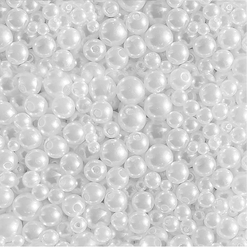 High gloss ABS imitation pearl 3-25mm non-hole straight hole perforated off-white loose beads handmade diy pure white beads wholesale 9