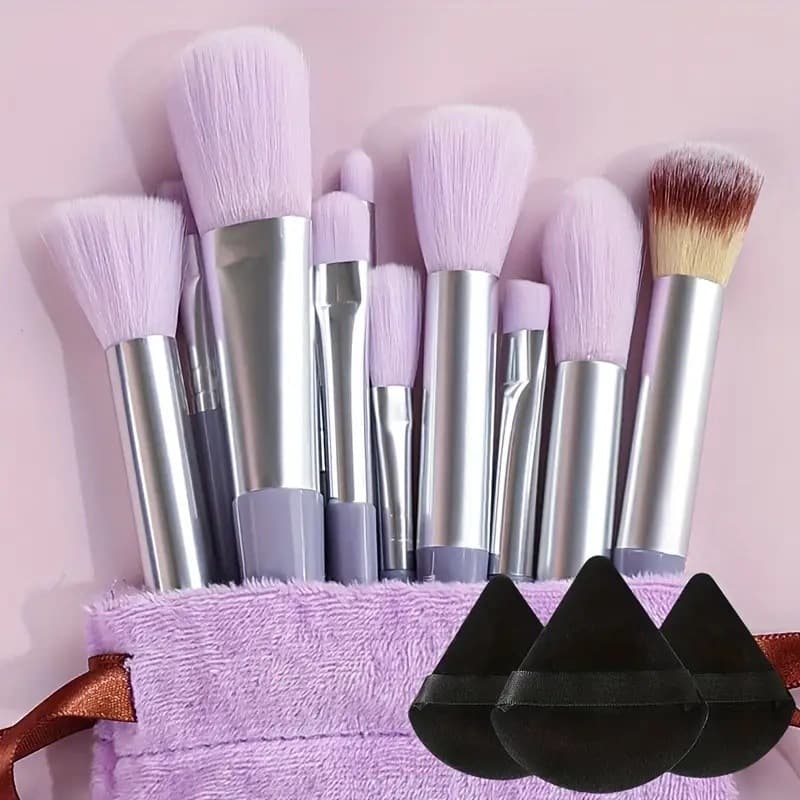 Cross-border set of 13 makeup brushes Ji Qing brown coffee color soft hair non-shedding brush set eye shadow loose powder 9