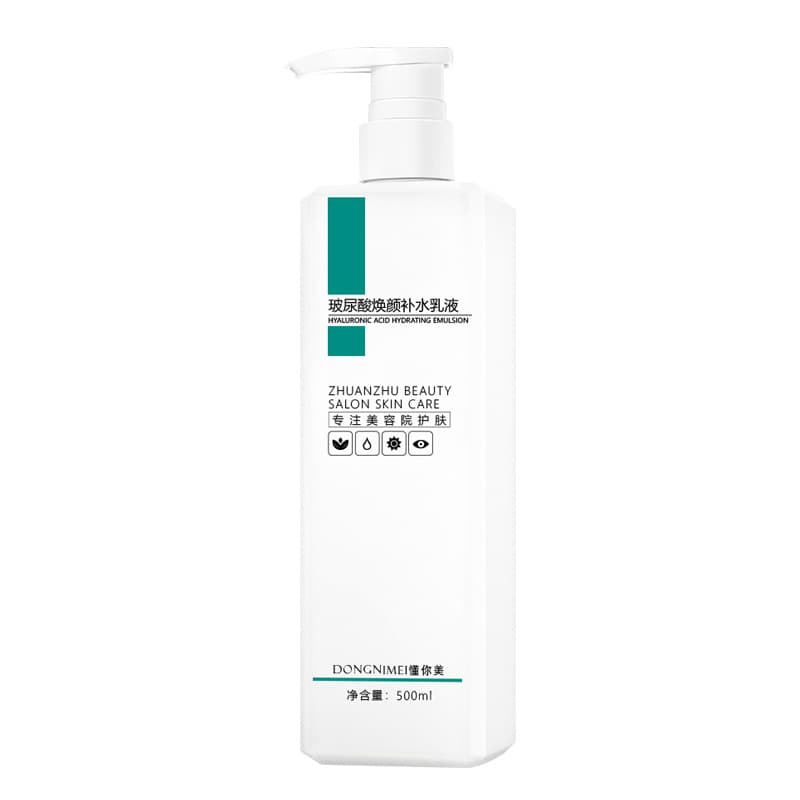 Special emulsion for beauty salons with small molecules suitable for skin hydration and moisturizing. Large bottle of skin care products for the face. Hyaluronic acid moisturizing. 6