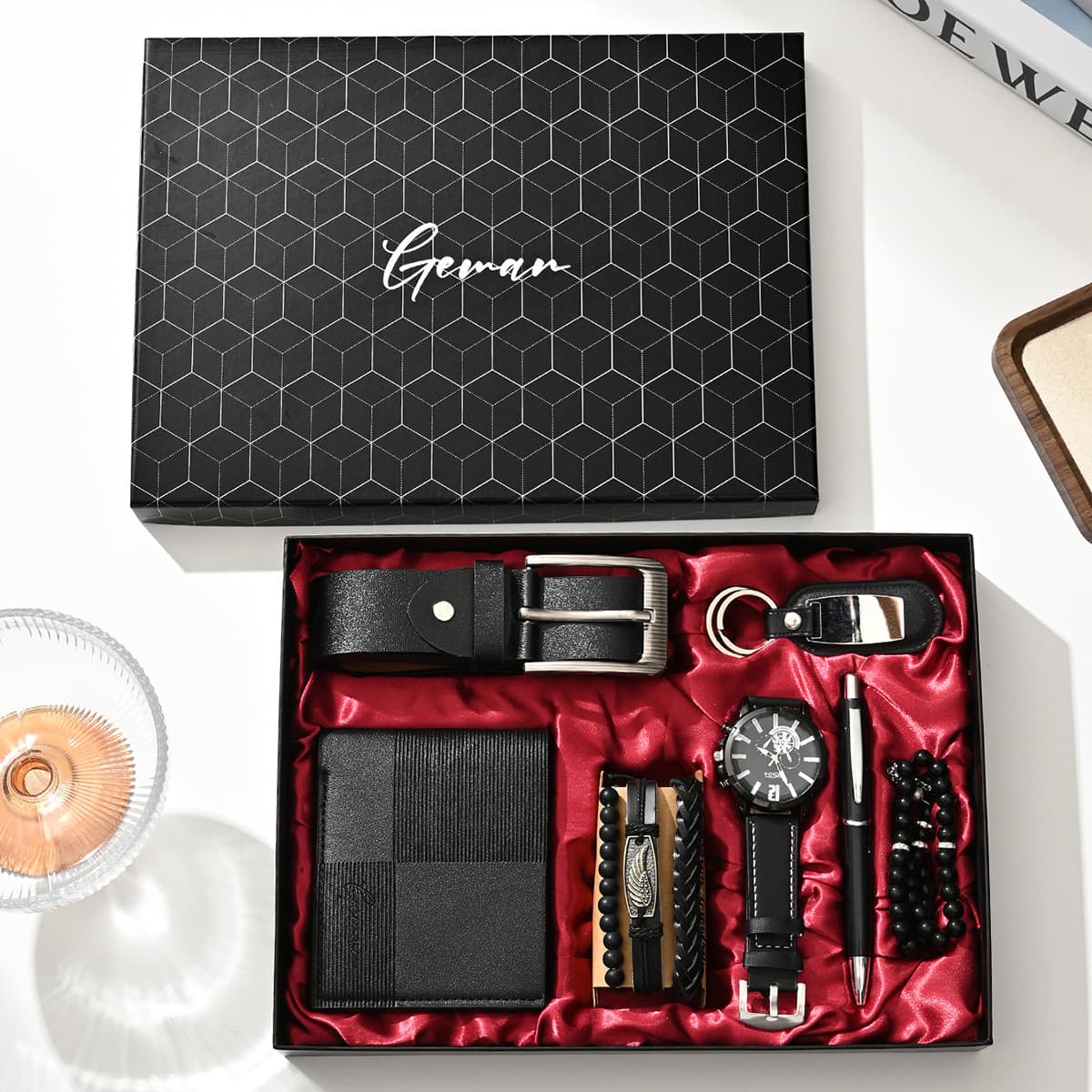 Cross-border business gift set, trendy leather belt, simple wallet, gift box, watch, perfume, practical keychain, pen creation 2