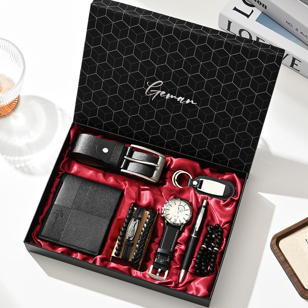 Cross-border business gift set, trendy leather belt, simple wallet, gift box, watch, perfume, practical keychain, pen creation 3