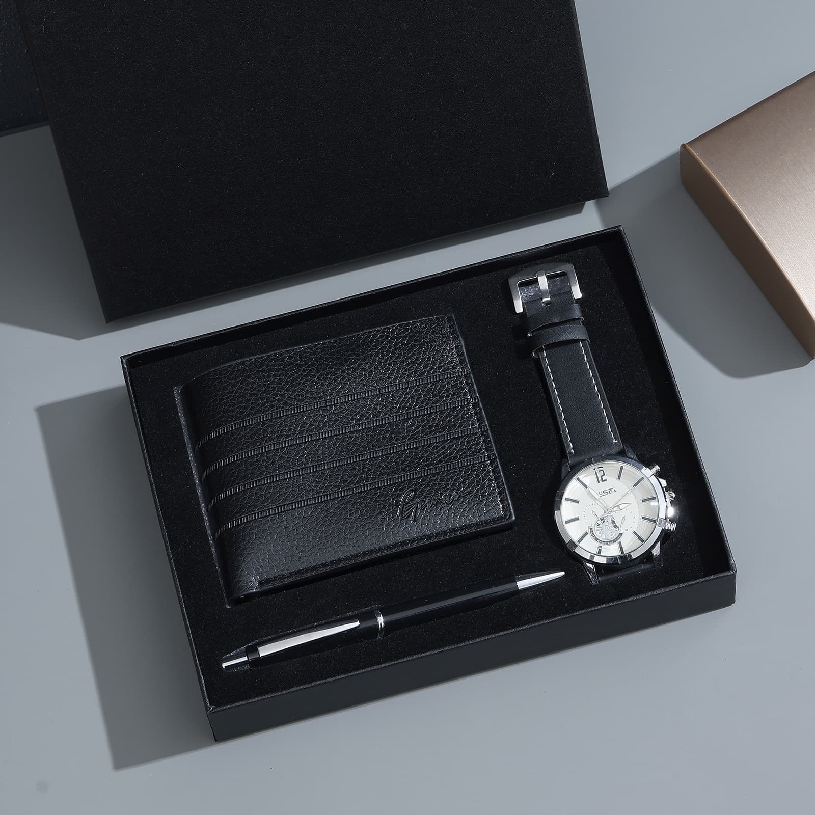 Cross-border business gift set, trendy leather belt, simple wallet, gift box, watch, perfume, practical keychain, pen creation 5