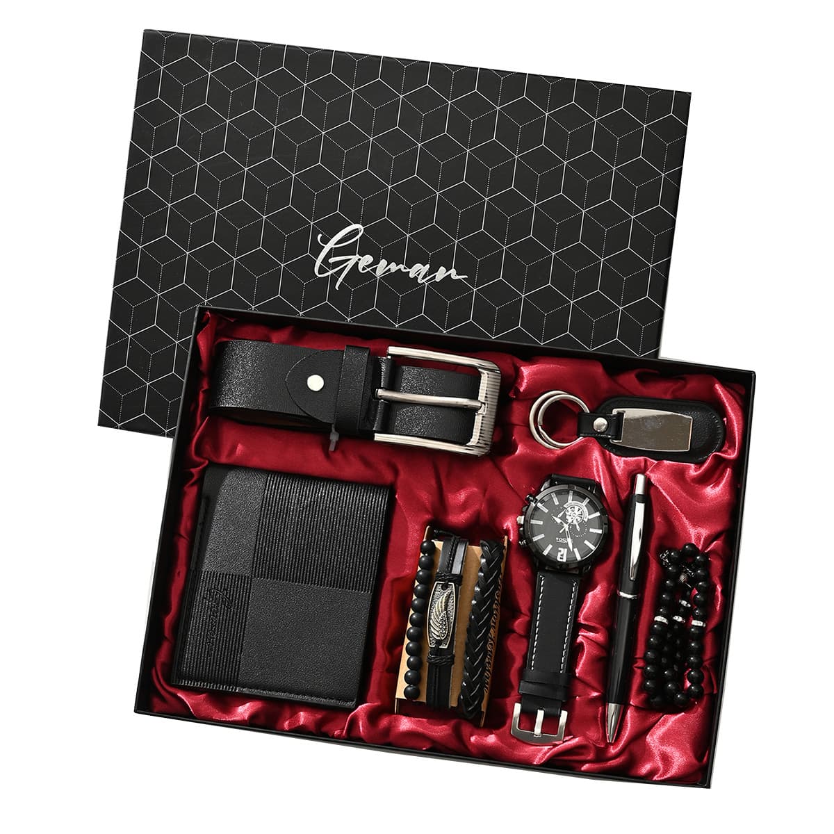 Cross-border business gift set, trendy leather belt, simple wallet, gift box, watch, perfume, practical keychain, pen creation 6