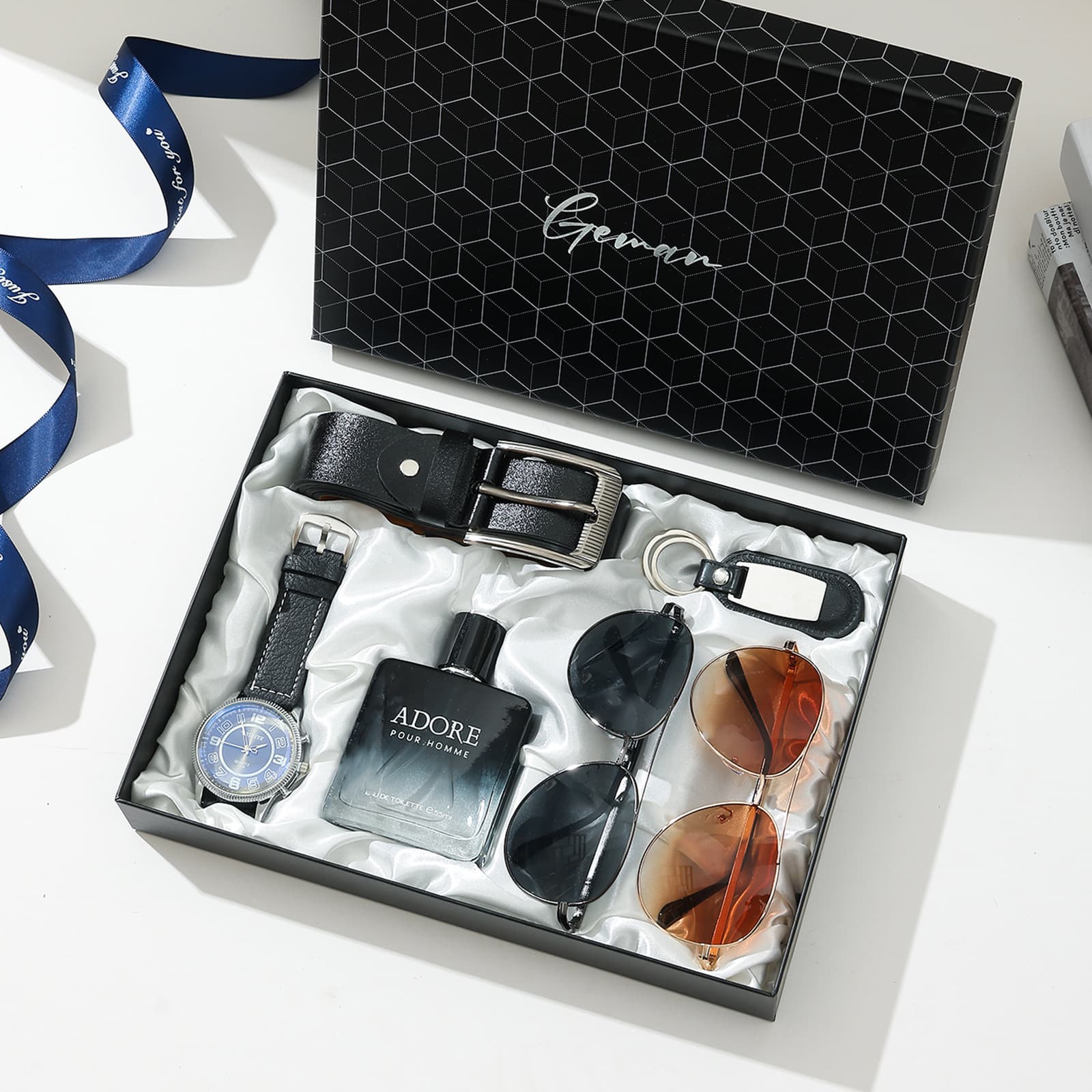 Cross-border business gift set, trendy leather belt, simple wallet, gift box, watch, perfume, practical keychain, pen creation 7