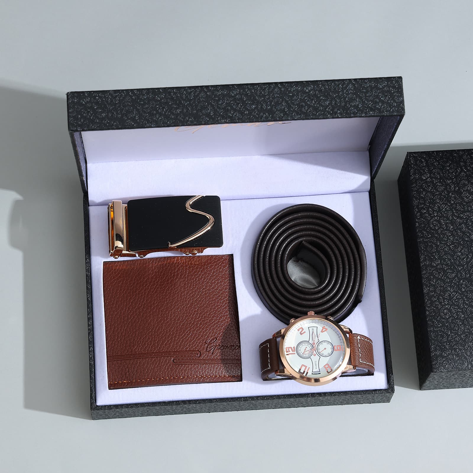 Cross-border business gift set, trendy leather belt, simple wallet, gift box, watch, perfume, practical keychain, pen creation 9