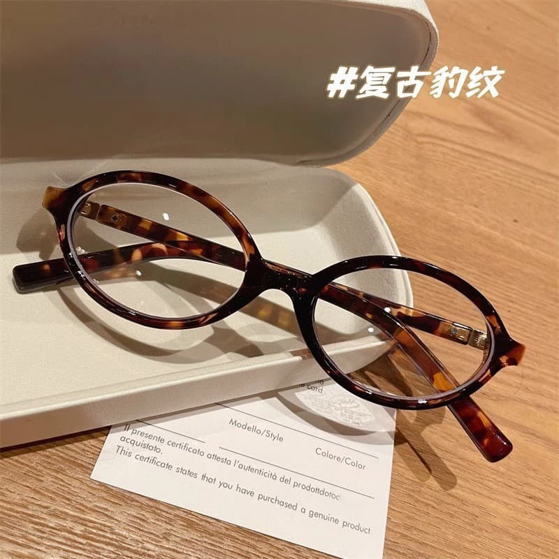 Retro Korean style plain glasses frame nerd book myopia mirror oval flat mirror Douyin same style small frame glasses frame for women 9
