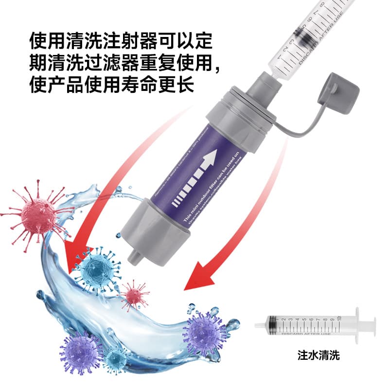 Outdoor camping disaster relief water purifier MINI camping adventure survival filter straw manufacturer hiking filter portable 5