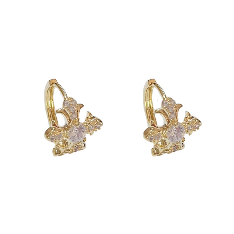 French retro fashion simple design full diamond cross earrings unique personality versatile cold style earrings for women 6