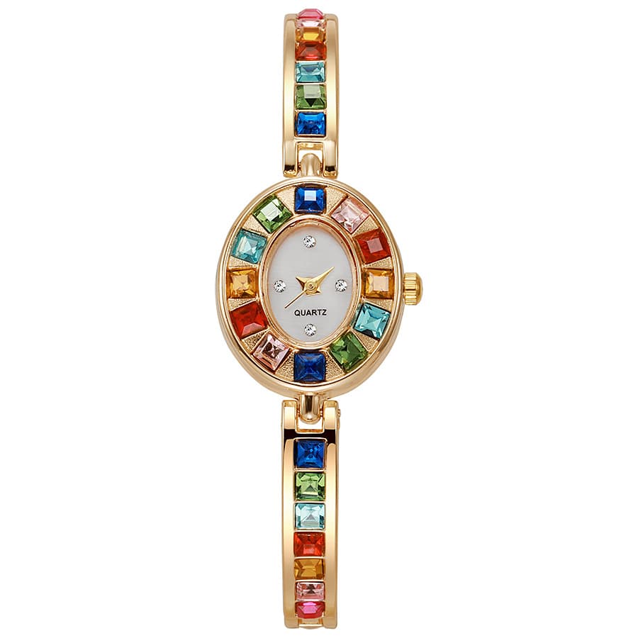 Cross-border new bracelet style women's watch fashionable compact luxury temperament oval color diamond bracelet watch for women wholesale 6