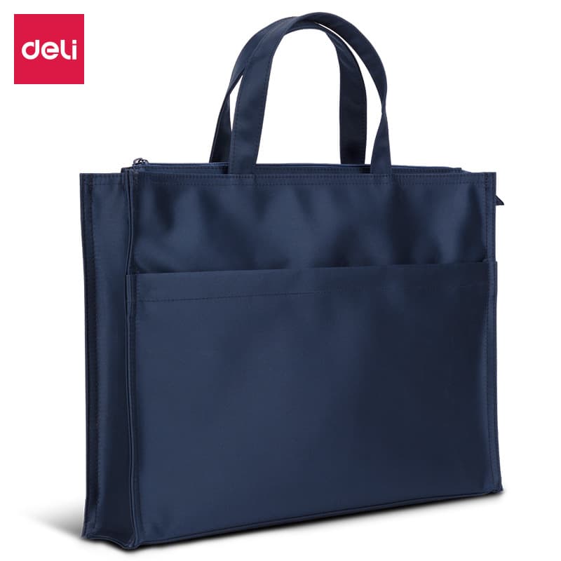 Deli 63762 portable briefcase large capacity business zipper bag office meeting record storage bag computer 2