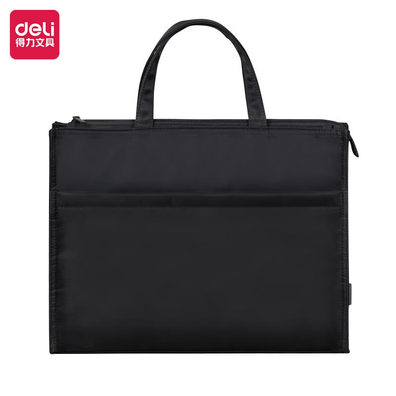 Deli 63762 portable briefcase large capacity business zipper bag office meeting record storage bag computer 6