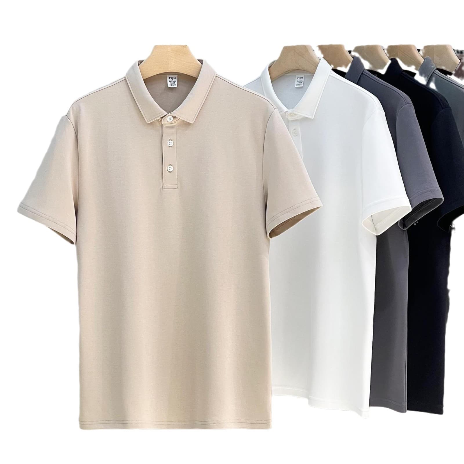 Heavy cotton solid color POLO shirt lapel light mature business short-sleeved T-shirt commuter men's spring and summer shirt work clothes 6