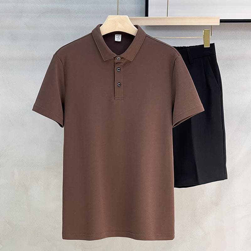 Heavy cotton solid color POLO shirt lapel light mature business short-sleeved T-shirt commuter men's spring and summer shirt work clothes 8