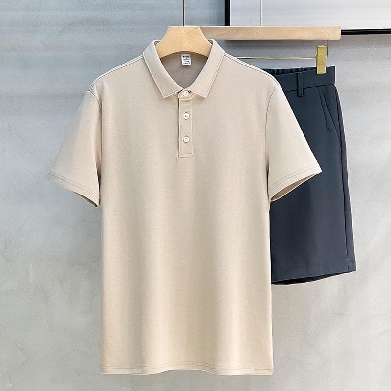 Heavy cotton solid color POLO shirt lapel light mature business short-sleeved T-shirt commuter men's spring and summer shirt work clothes 10