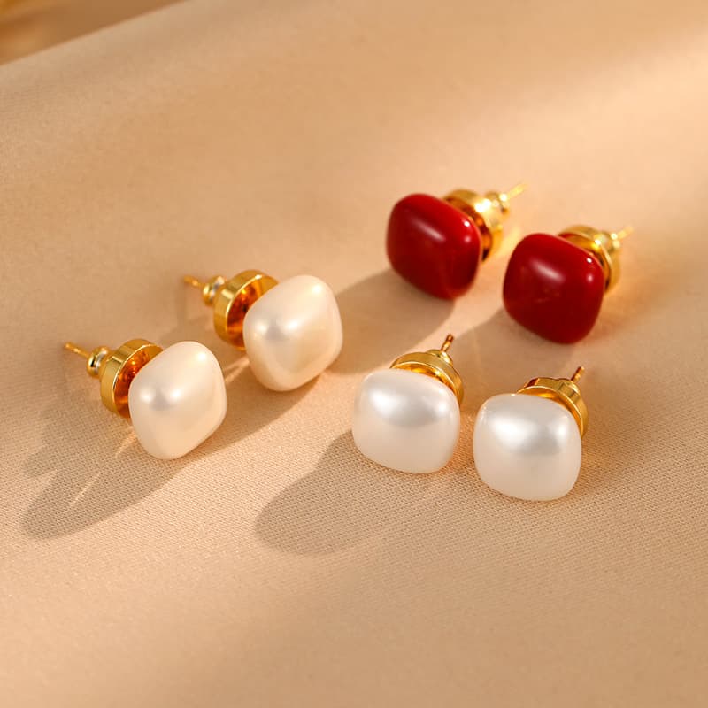 S925 silver needle exquisite high-end square pearl earrings French niche design temperament internet celebrity earrings earrings for women 1