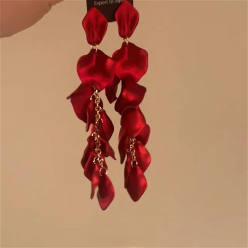 Red series cool red zircon butterfly earrings new fashion high-end tassel explosive earrings for women 5