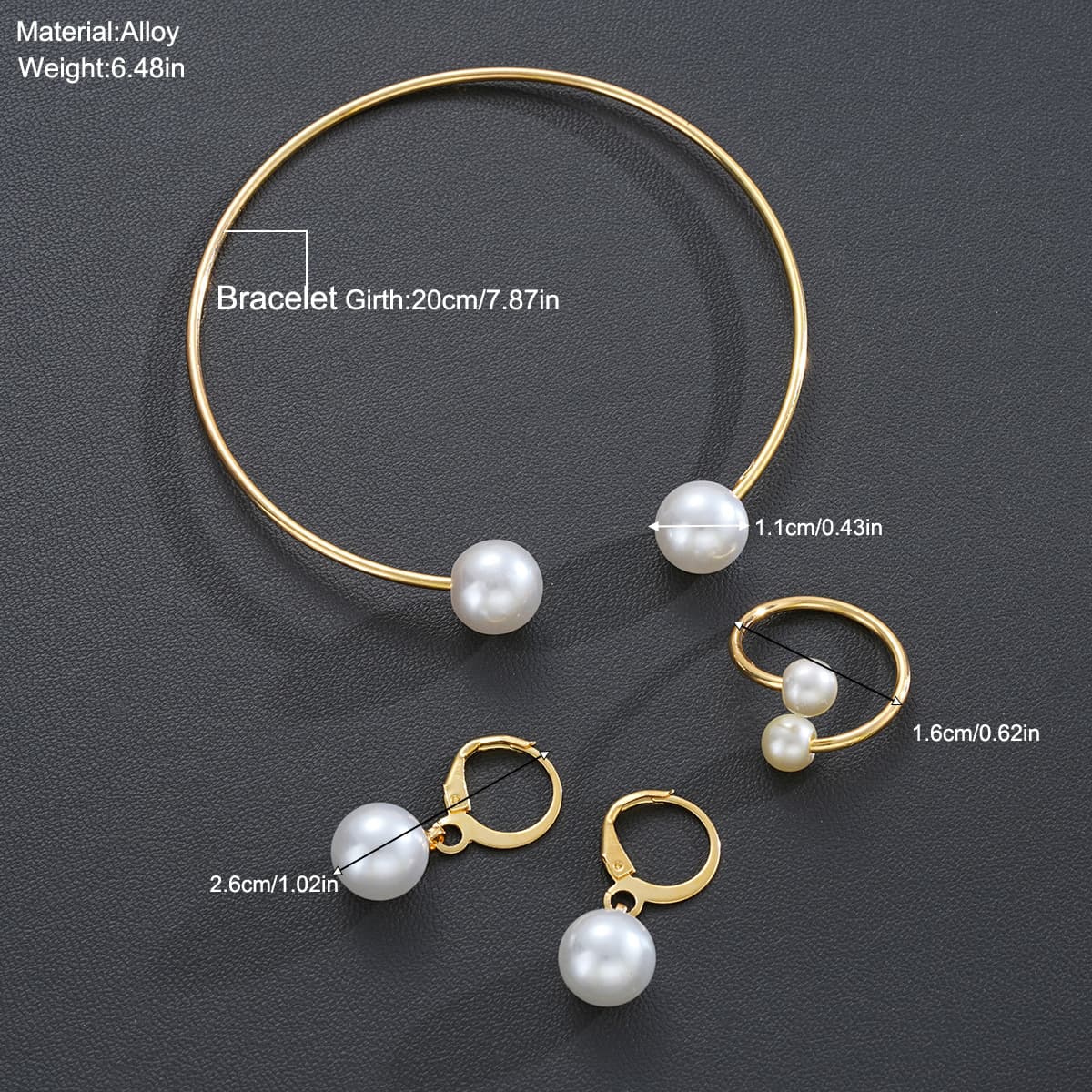 European and American cross-border hot-selling pearl open earrings, bracelets, rings and jewelry sets for women, simple, light, luxurious and high-end accessories 5