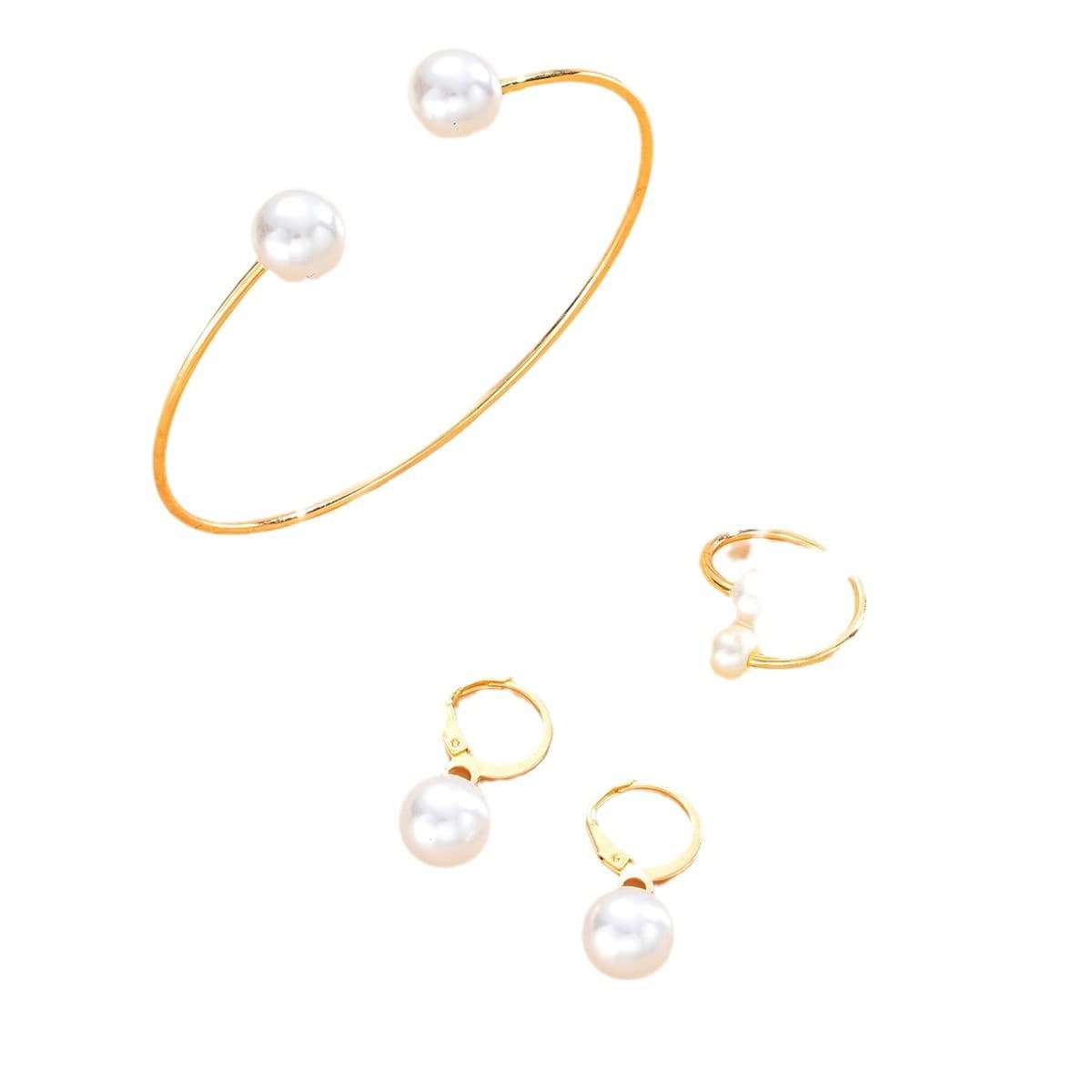 European and American cross-border hot-selling pearl open earrings, bracelets, rings and jewelry sets for women, simple, light, luxurious and high-end accessories 6