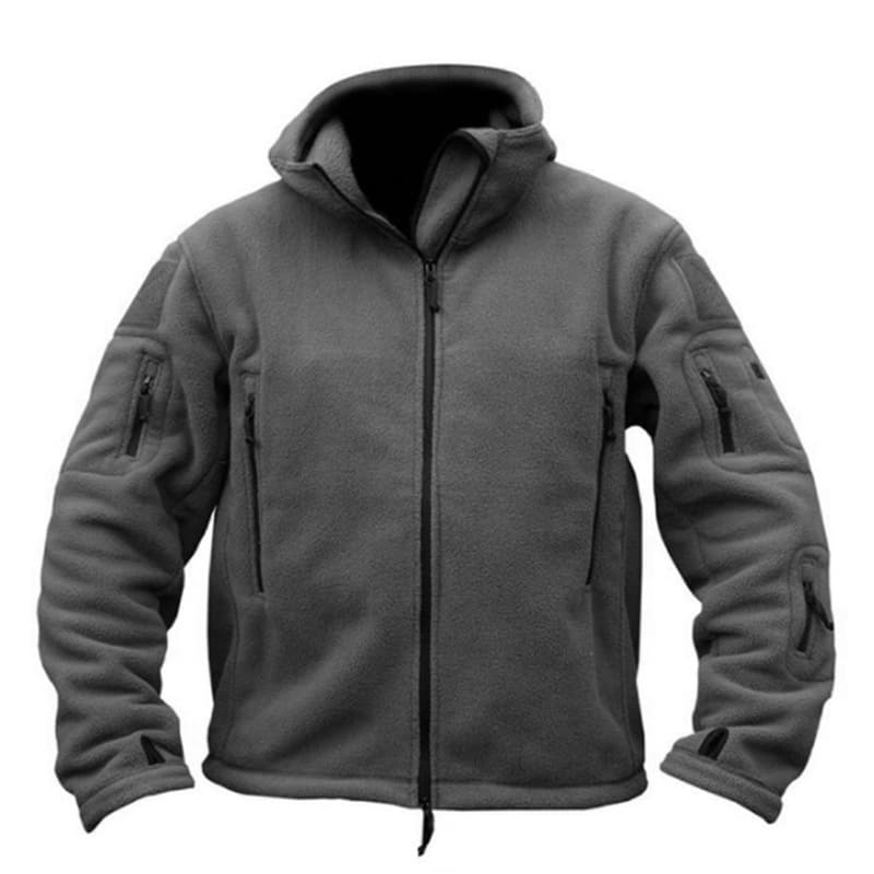 Cross-border men's outdoor warm lining fleece jacket men's cold-proof jacket hoody solid color hooded coat jacket 4