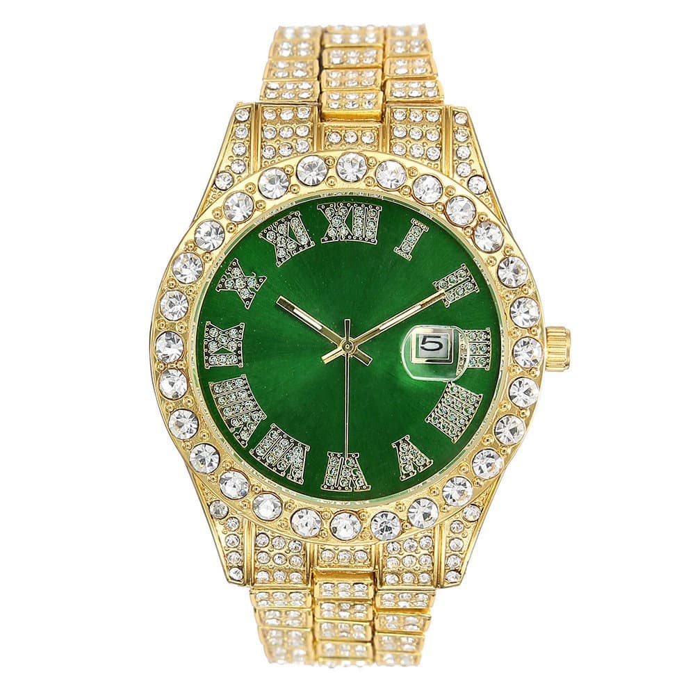 Hip-hop full diamond men's watch personalized large dial calendar fashion watch hot style watch full of diamonds 10