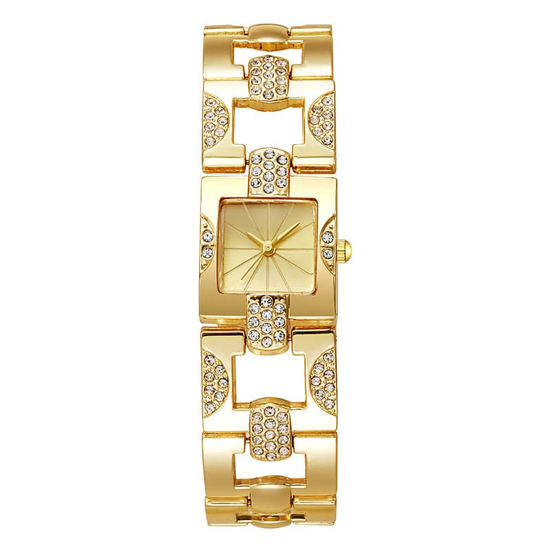 New retro alloy suit temperament ladies bracelet watch square bar studded with diamonds ladies watch steel band 9