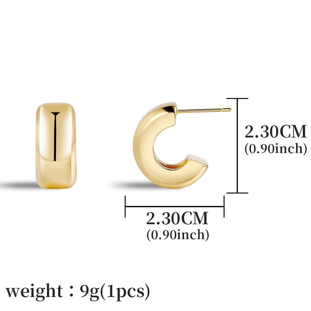 European and American cross-border popular geometric high-end vintage earrings lightweight and thick C-shaped open earrings wholesale 8