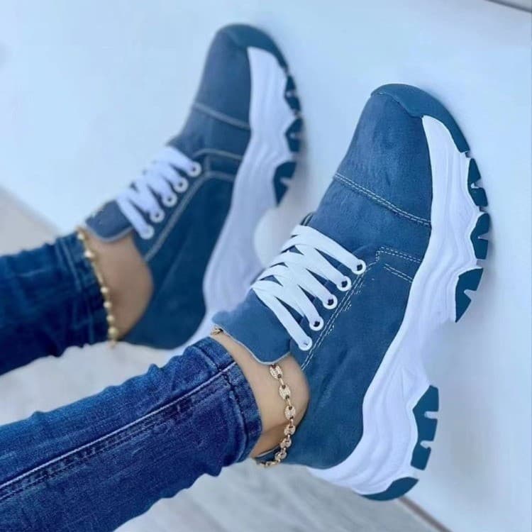 Sports shoes for women 2024 new foreign trade large size European and American thick-soled color-blocked casual low-top sports shoes directly supplied from the manufacturer 4