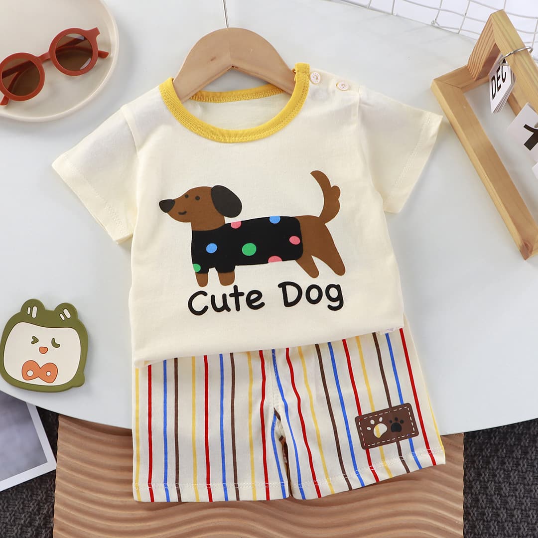 New children's clothing short-sleeved suit children's short-sleeved shorts girls summer single-piece boy's T-shirt two-piece baby clothes 2