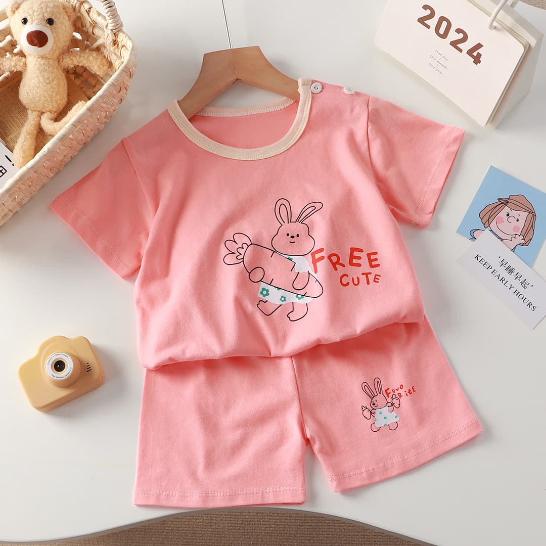 New children's clothing short-sleeved suit children's short-sleeved shorts girls summer single-piece boy's T-shirt two-piece baby clothes 3