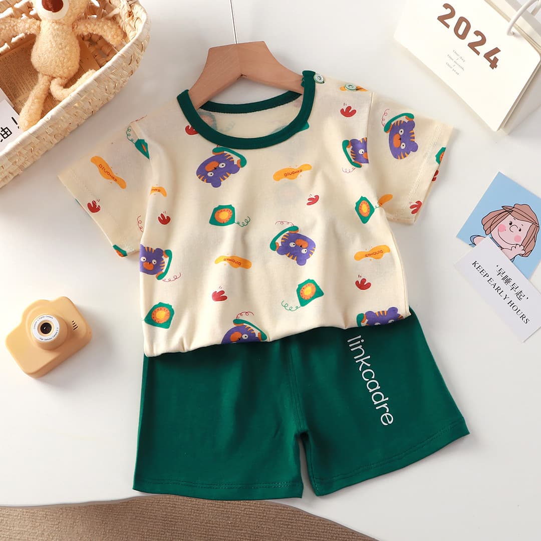 New children's clothing short-sleeved suit children's short-sleeved shorts girls summer single-piece boy's T-shirt two-piece baby clothes 7