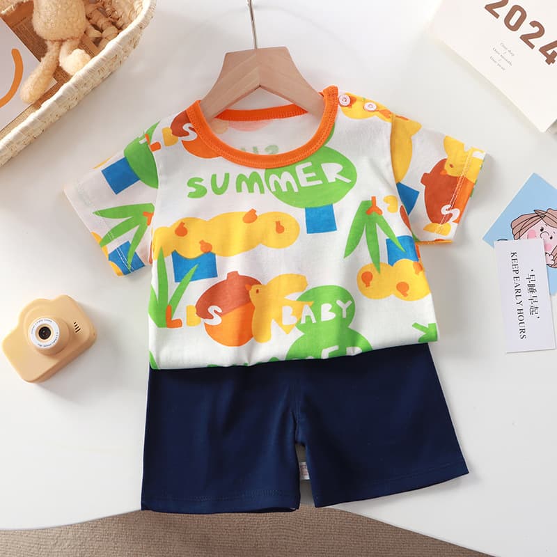 New children's clothing short-sleeved suit children's short-sleeved shorts girls summer single-piece boy's T-shirt two-piece baby clothes 8