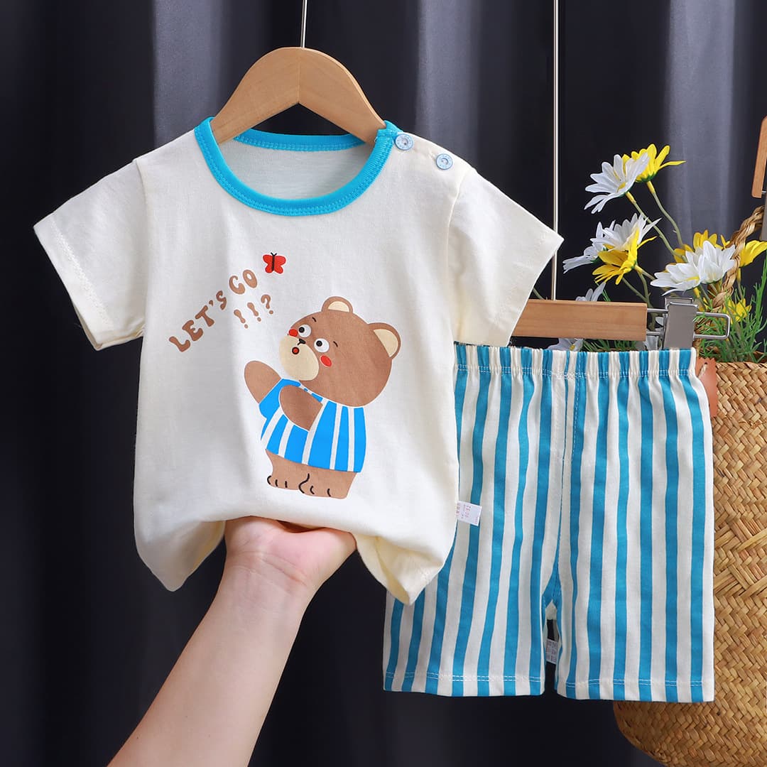 New children's clothing short-sleeved suit children's short-sleeved shorts girls summer single-piece boy's T-shirt two-piece baby clothes 9