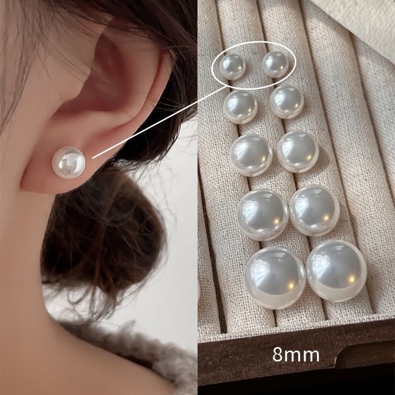 New Year's Day New Shijia Steamed Bun Pearl Earrings Women's Versatile 925 Silver Needle Earrings Milky White Pearl Earrings 3